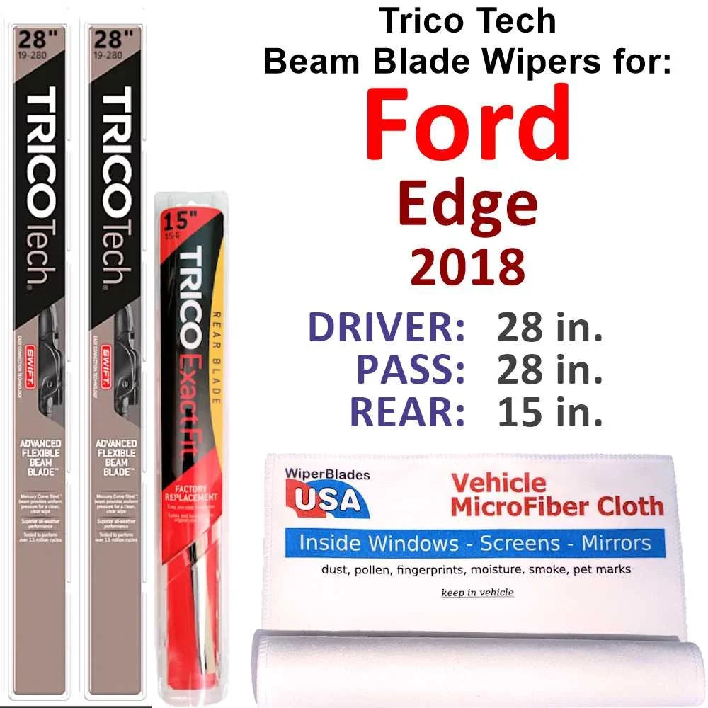 (Set Wipers 2018 Wiper of Edge w/Rear 3) Blade Beam
