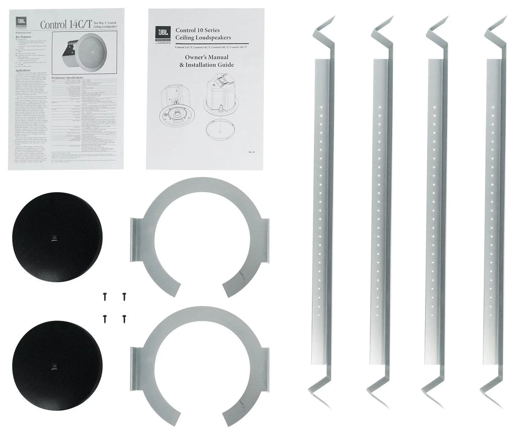 In-Ceiling 14C/T-BK 4" 70v JBL (10) 25w CONTROL Speakers+Amplifier Black