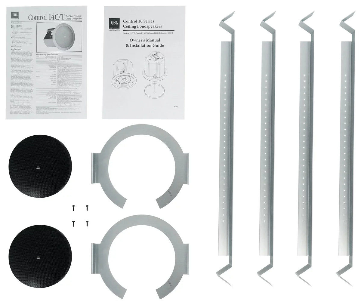In-Ceiling 14C/T-BK 4" 70v JBL (10) 25w CONTROL Speakers+Amplifier Black