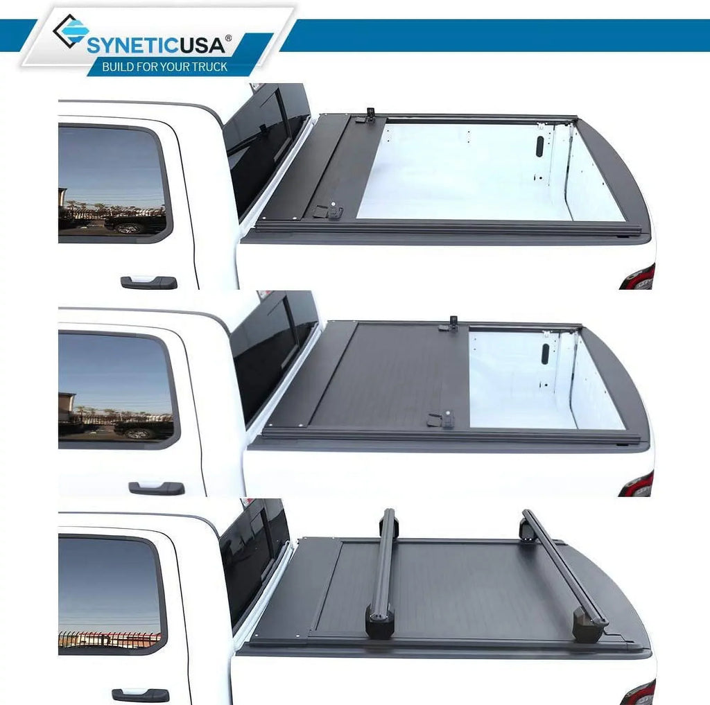 5'7" 1500 Syneticusa Low Bars Fits Waterproof Black Road Cover 2019-2022 Off Tonneau Aluminum Profile with Hard (67.4”) Cross Ram Retractable Matte Bed