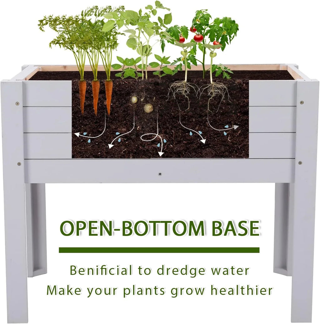 Raised for Garden Elevated Raised Light Box Yard, Bed, Inch Lawn Bed Planter x 30 Grey x 24 Grass for Kids Vegetables Kids Garden exterior Wooden Raised 18