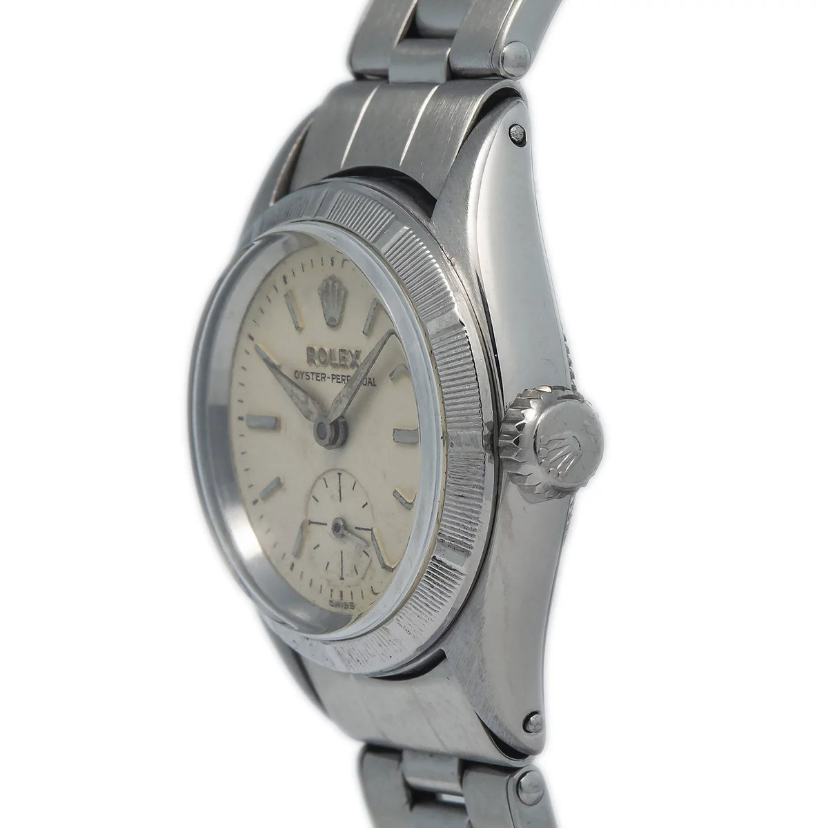 RARE Perpetual Silver 6505 Oyster 24MM Ladies vintage Rivet Dial Stainless