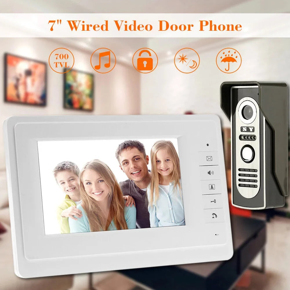 Video OWSOO Rainproof with Phone for Indoor exterior Door Unlock Monitor Wired support Visual Night Doorbell and View 7” System Home Infrared