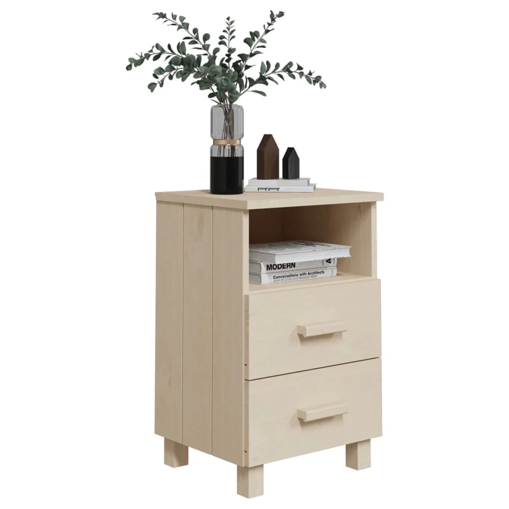 HAMAR Bedside Brown Solid Pine Wood Cabinet 15.7"x13.8"x24.4" Htovila Honey