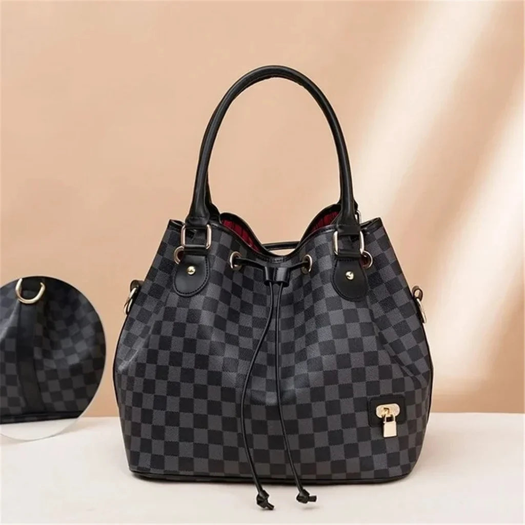 Handbags Vegan Shoulder for PU Checkered - Bag Tote Large Leather Women