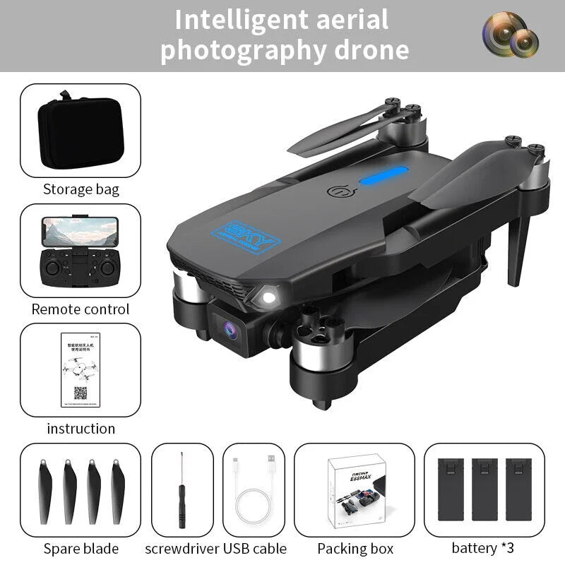 Drone HD Camera RC Quadcopter, E88Max 4K - FPV, Range Long WiFi AirMaster JahyShow Foldable -
