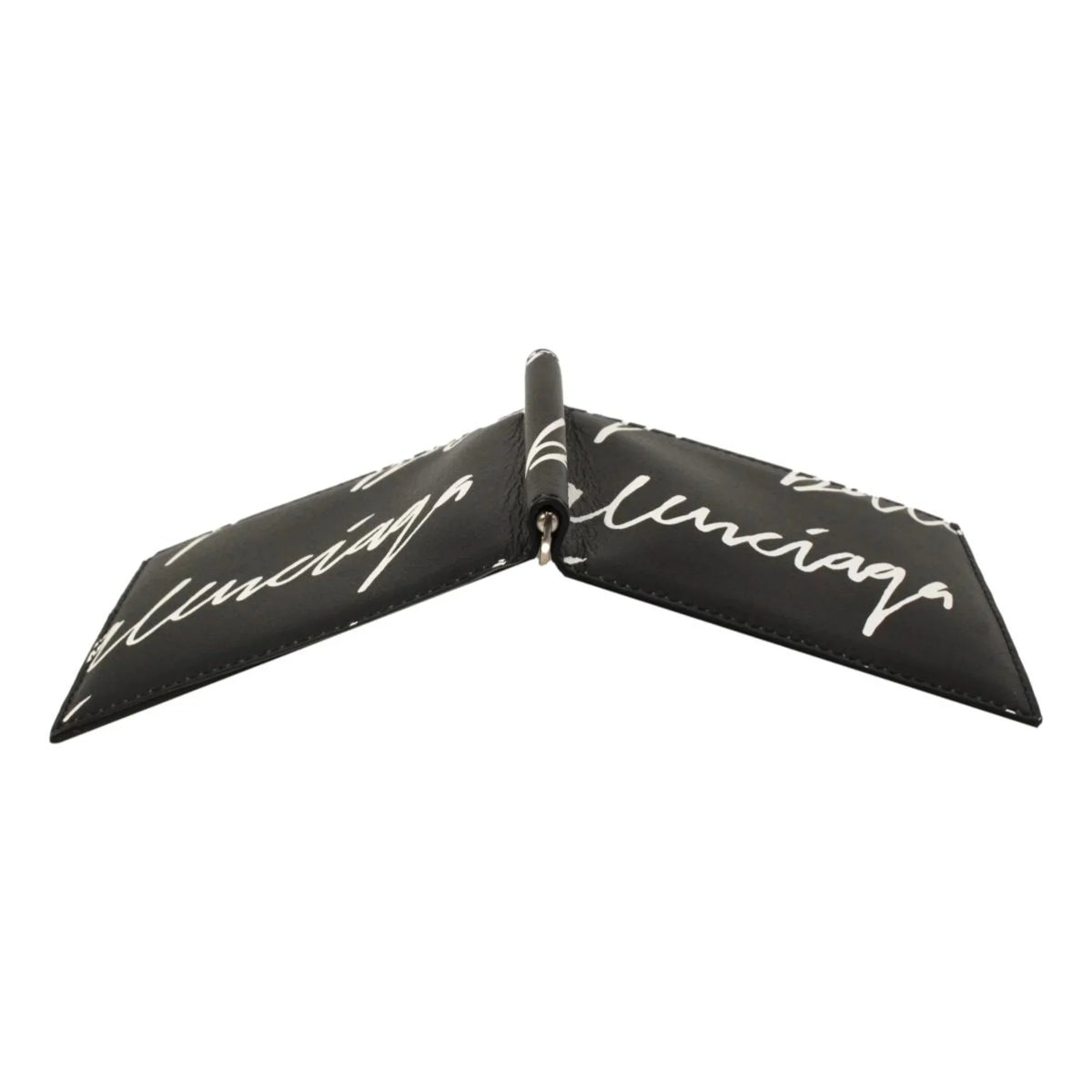 Scribble Wallet Leather Clip Cash 625819 Black Balenciaga Logo Money