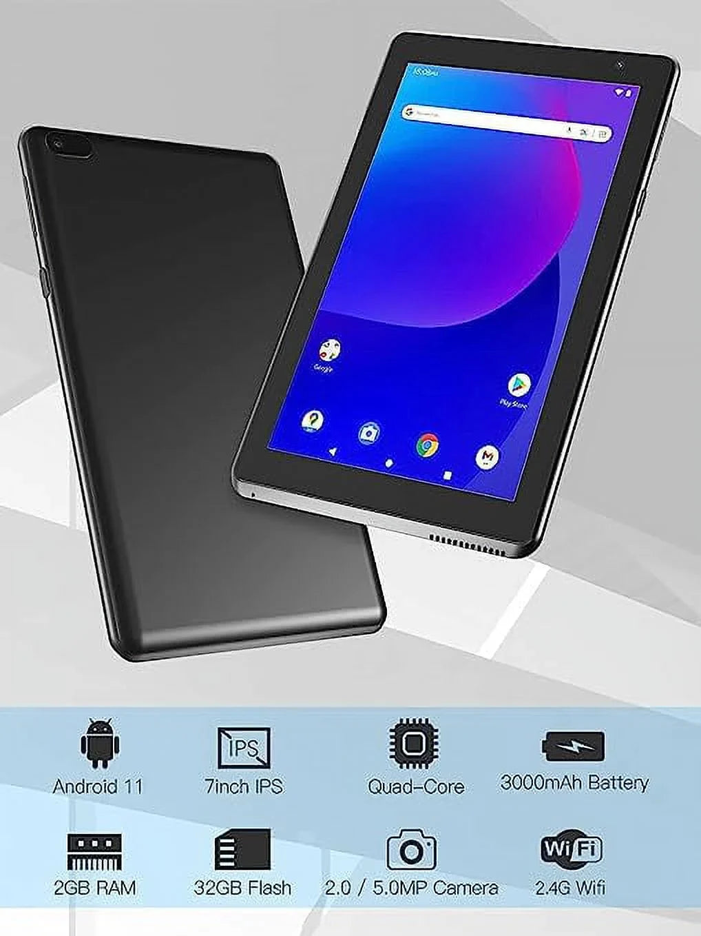 Quad-Core Tablet Inch 7 Tablet Android Tablets Bluetooth Storage Tablet, 11 2GB 32GB Dual WiFi, RAM Processor PC (Black) Android PC, 11 Tablet Computer Camera,