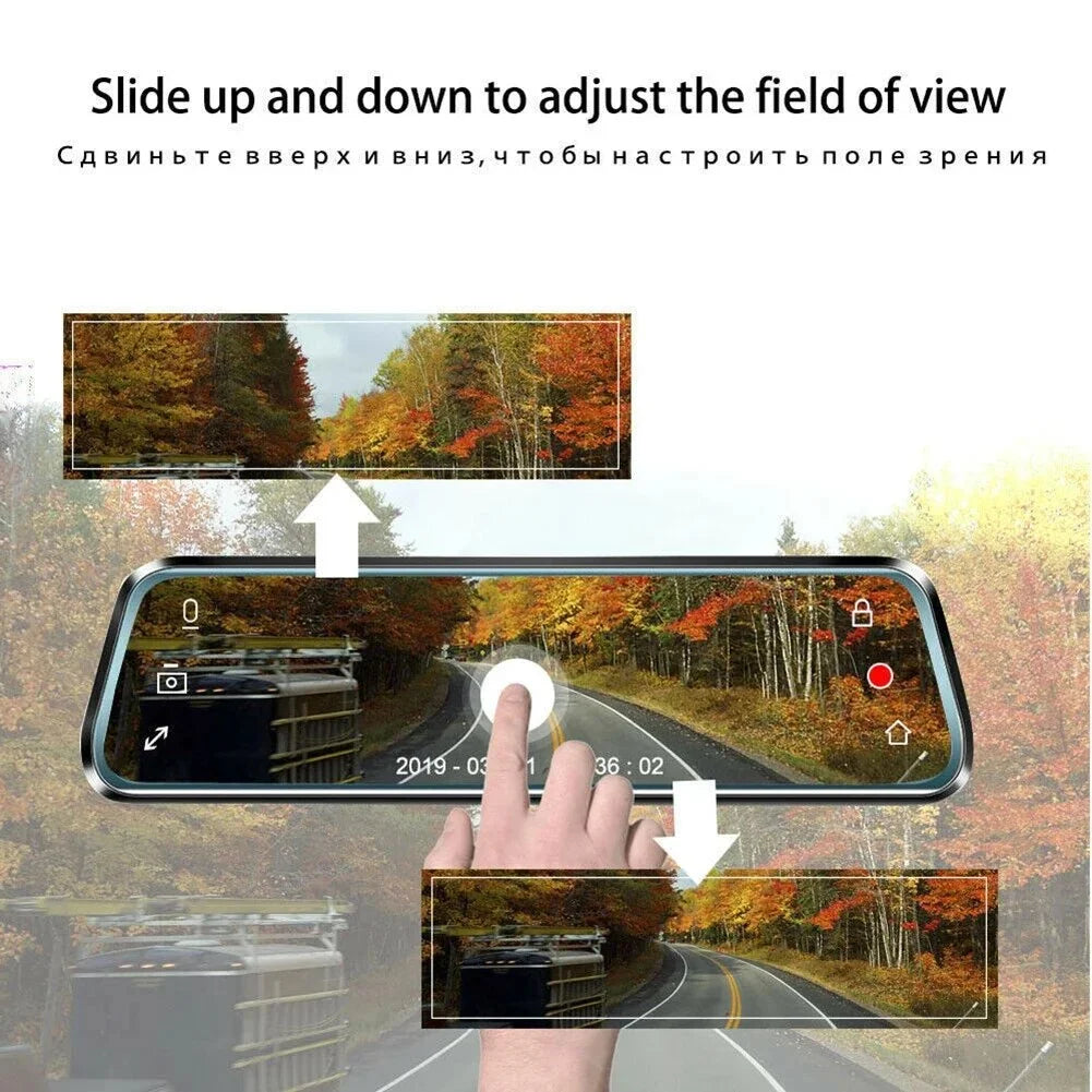 Cam Rearview Mirror Recorder Front Video Dashcam Touch Car Dual Dropshipping For Rear HD Screen 10-Inch DVR