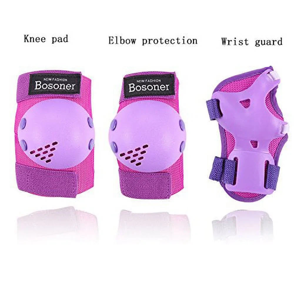 Wrist Small for Child Years, Skating, Scooter Knee (3-7 Roller Sports Skates, Bike, years) Inline Elbow Set Guards Pads BOSONER Purple BMX Skateboard, Pads Kids/Youth Riding Gear Set Protective for Cycling,