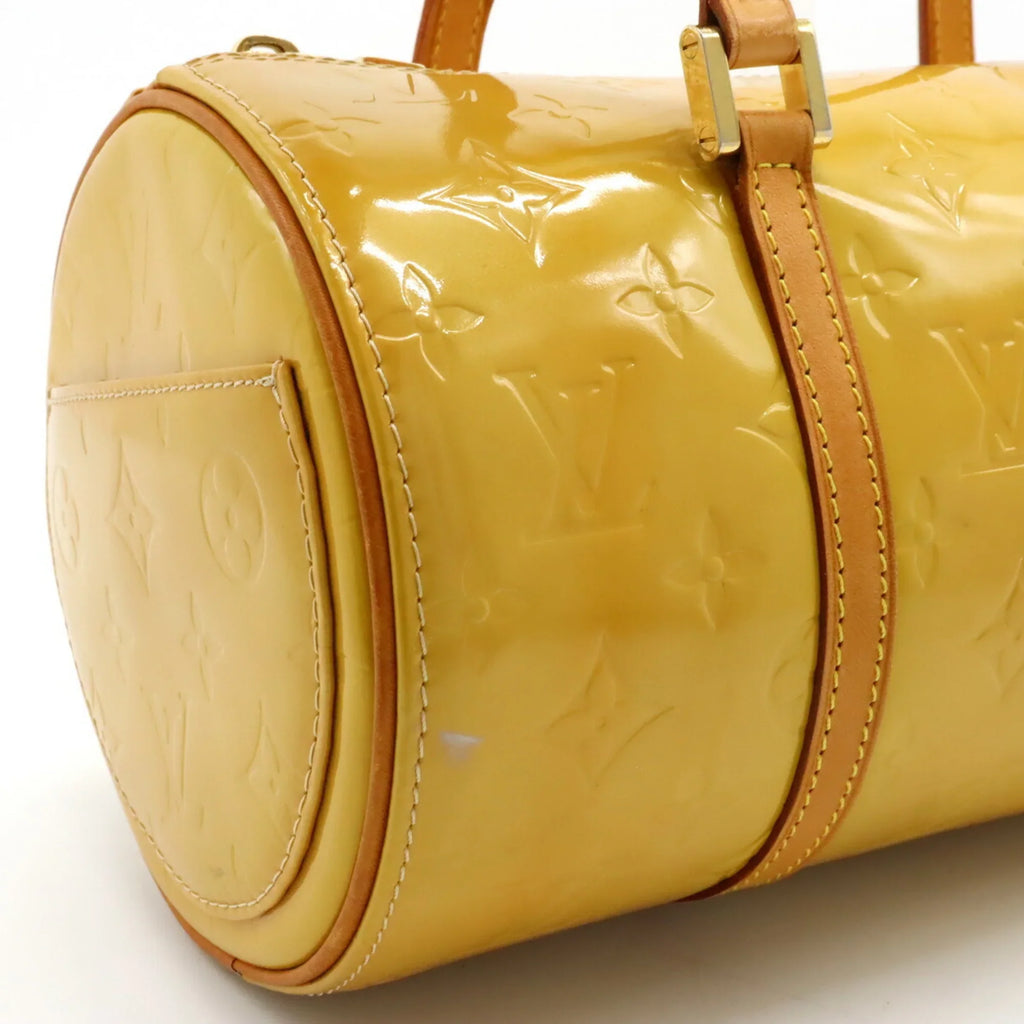 Beige M91006 Vernis (Fair) Pre-Owned Bedford Enamel Monogram Leather Handbag Yellow