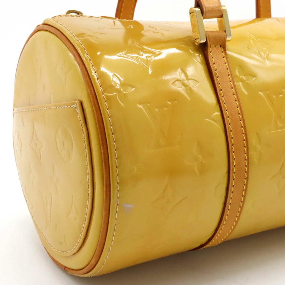 Beige M91006 Vernis (Fair) Pre-Owned Bedford Enamel Monogram Leather Handbag Yellow