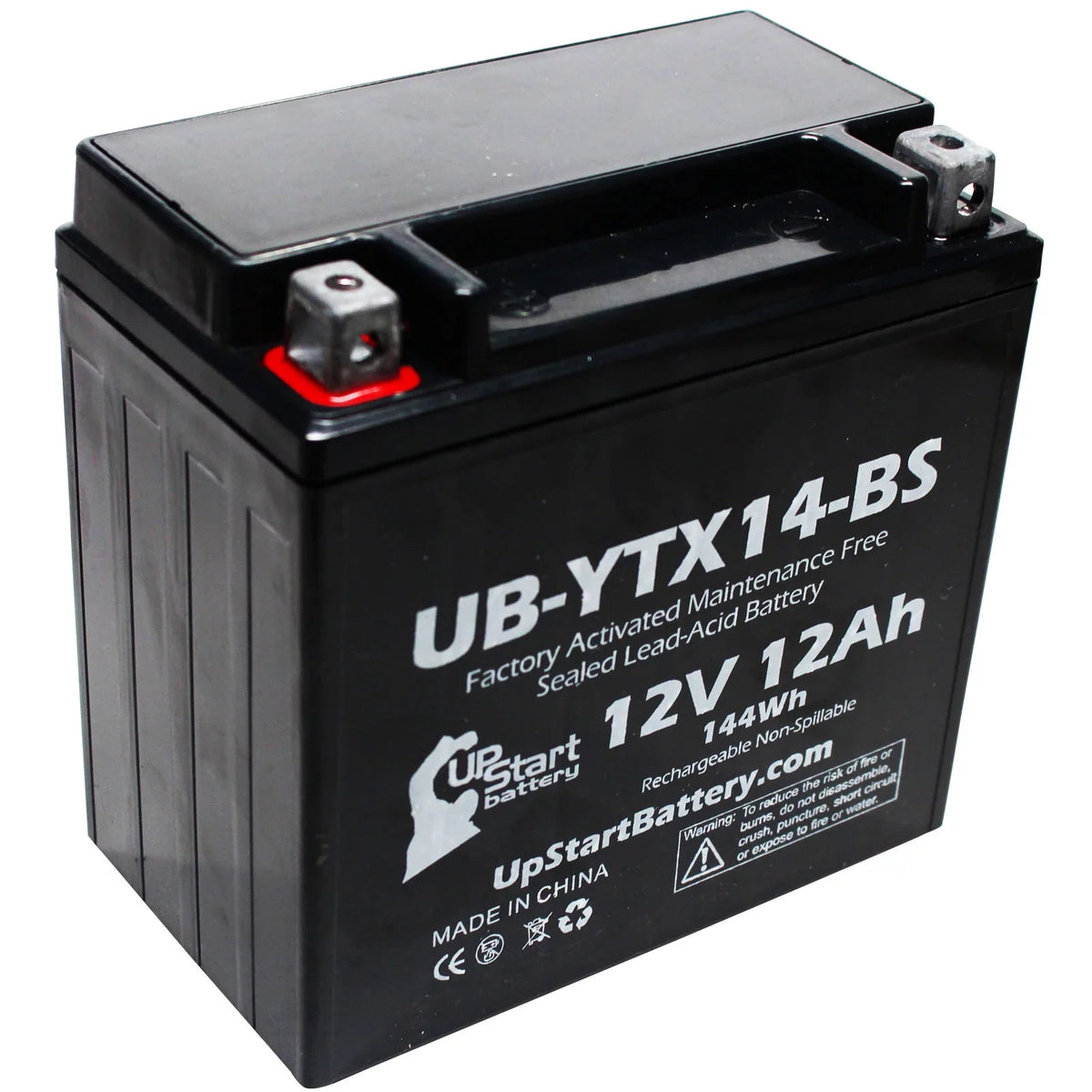 Battery UB-YTX14-BS GS Motorcycle 12AH, Replacement 2011 5-Pack 12V, Maintenance CC Activated, 800 for Battery - Free, Factory UpStart F800ST,