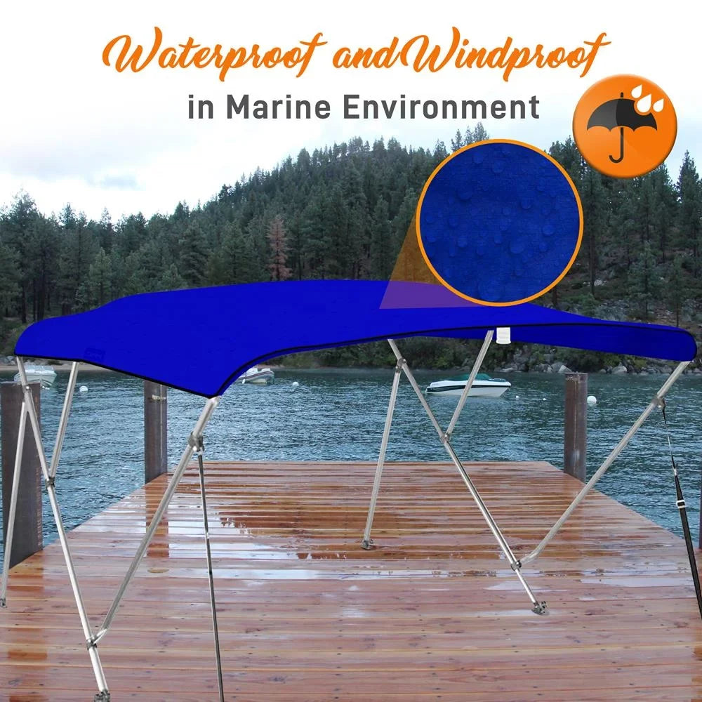 85-90 Blue with Frame, Top Bimini Bow Inch Cover Double Walled SereneLife 4 Boat