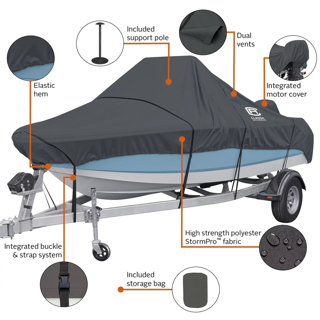 98 long - Classic Heavy-Duty Accessories Boat 16 x StormPro Center boats Console Fits ft 18.5 in Cover, wide