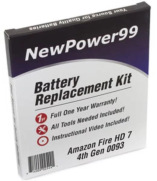 Warranty HD Extended Battery Amazon 4th 0093 with Kit Replacement Instructions, Video Tools, Life Year and Fire Generation 7" Battery One Full