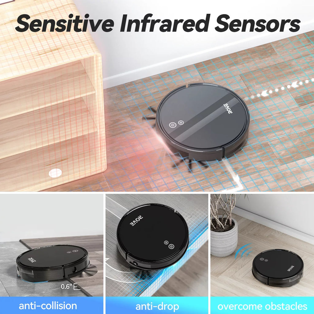 Automatic 600ML Dustbin, Hard Suction Ideal Rove Self-Charging, Pa for with Floor Pet Battery Carpet Sweeper and Robot Strong Care, Robotic Low Pile Cleaner, & 2000 Life Vacuum 2600mAh