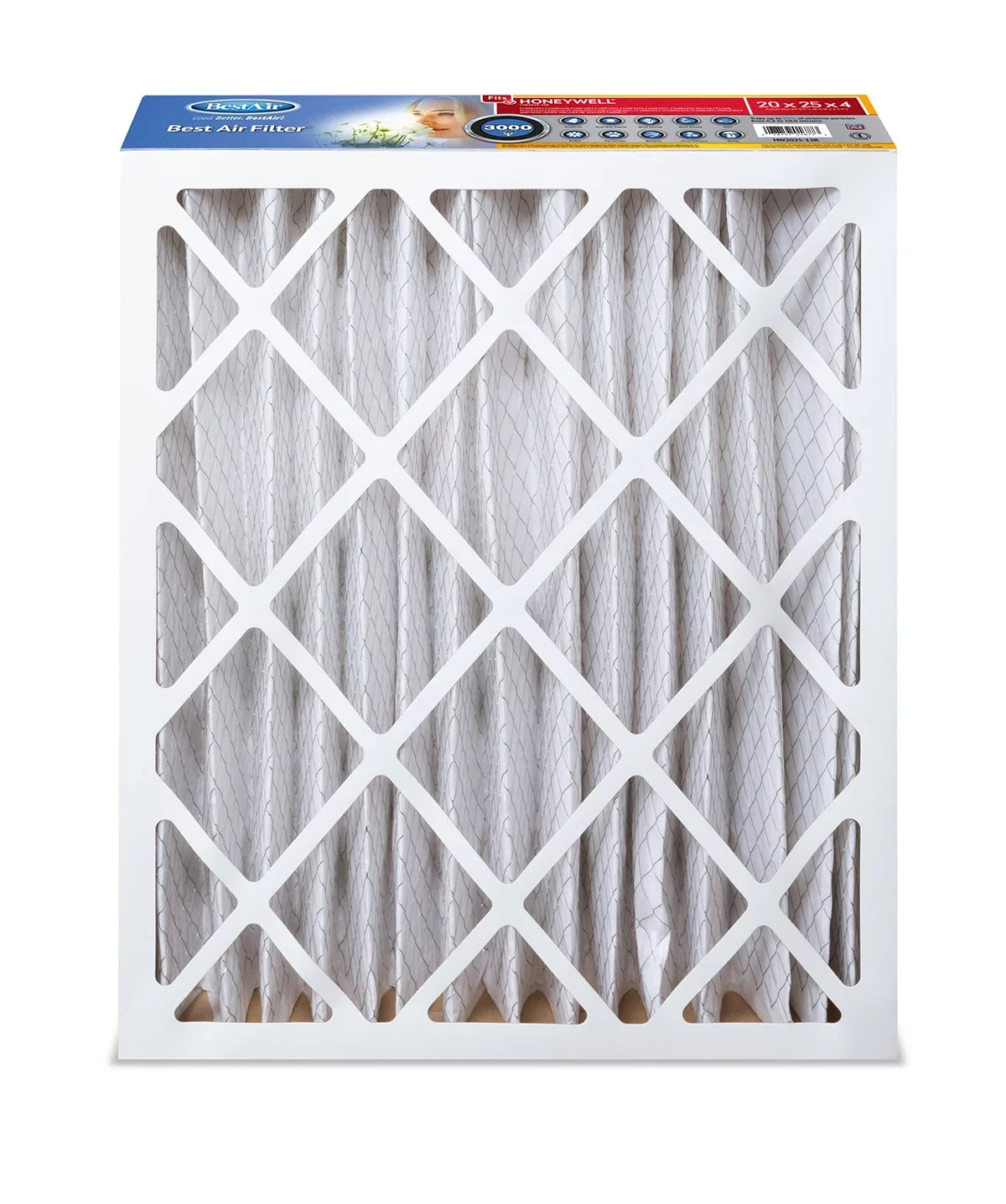 BestAir Series Furnace 13 20x25x4 Filter HW2025-13R 3000 MERV Honeywell