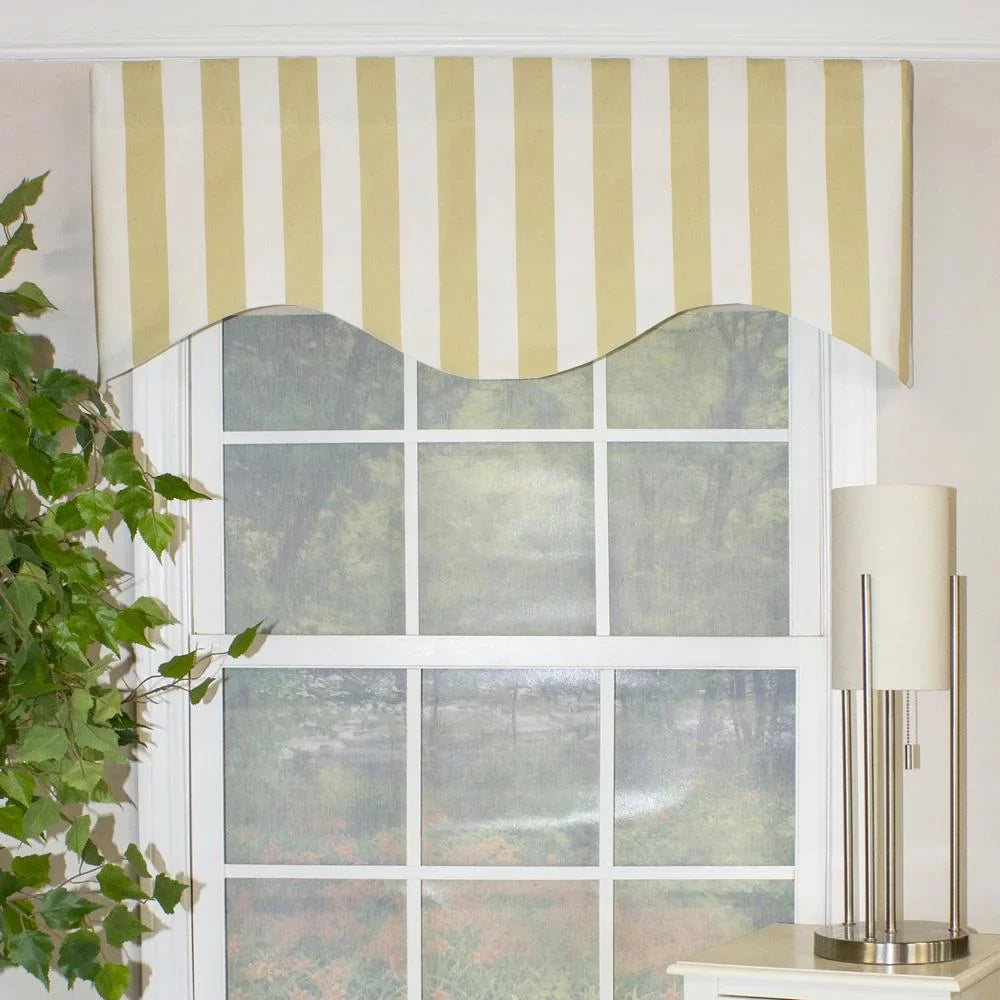 3" Stripe Rod x Home RLF by 50" Cornice Pocket 17" Tan Beach design Valance