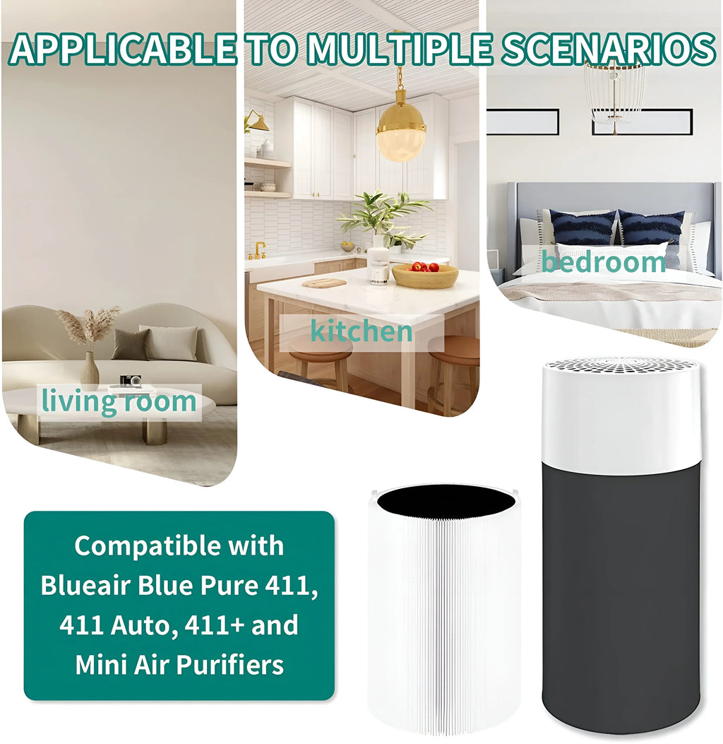 & Pure Mini 411+ Air Replacement 411, Pure Filter for 411 PARTS Purifier Blue AMI Blue