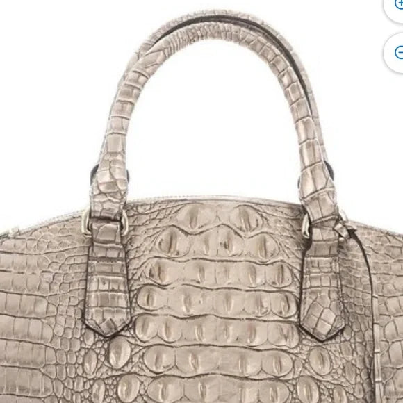 Satchel Brahmin Sugar Cane Duxbury Large Silver/Metallic