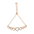 Heart Bolo 6”-10” and Plated Link Rose Gold (I-J .925 14K I3 Silver Adjustable Clarity) Diamond Sterling Bracelet Color, Accent Circle