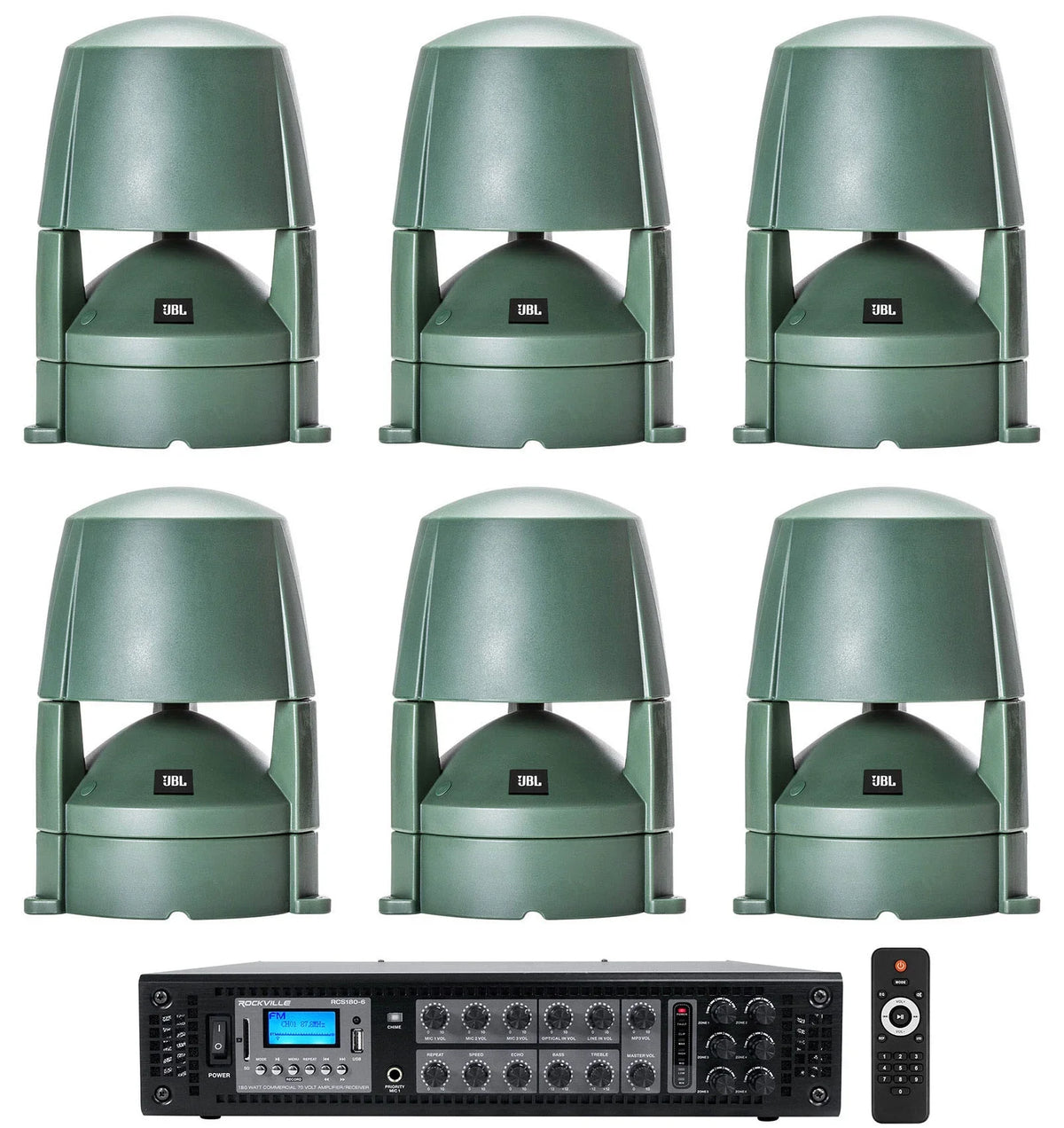 exterior 85M JBL Speakers+Amplifier CONTROL Commercial 5.25" Landscape 70v (6)