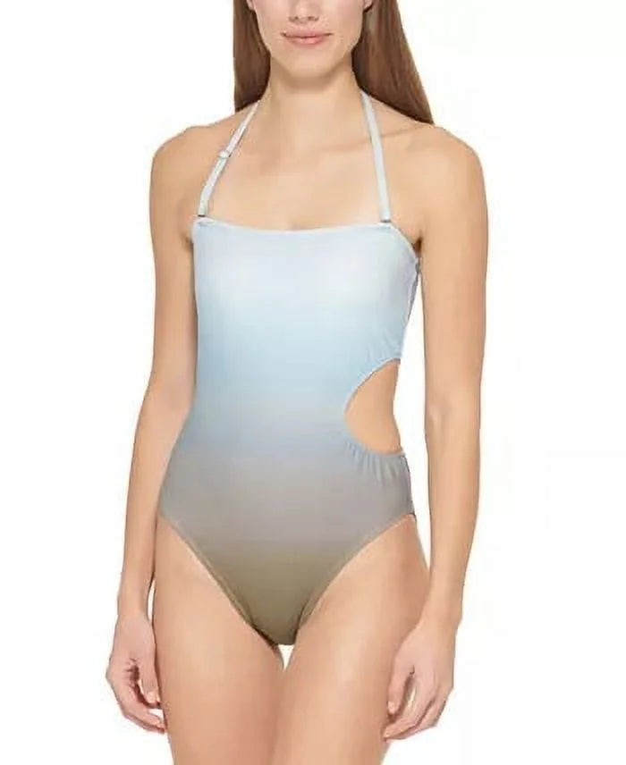 OMBRE 12 US SPLASH Cutout Bandeau DKNY One-Piece MOSS Swimsuit,