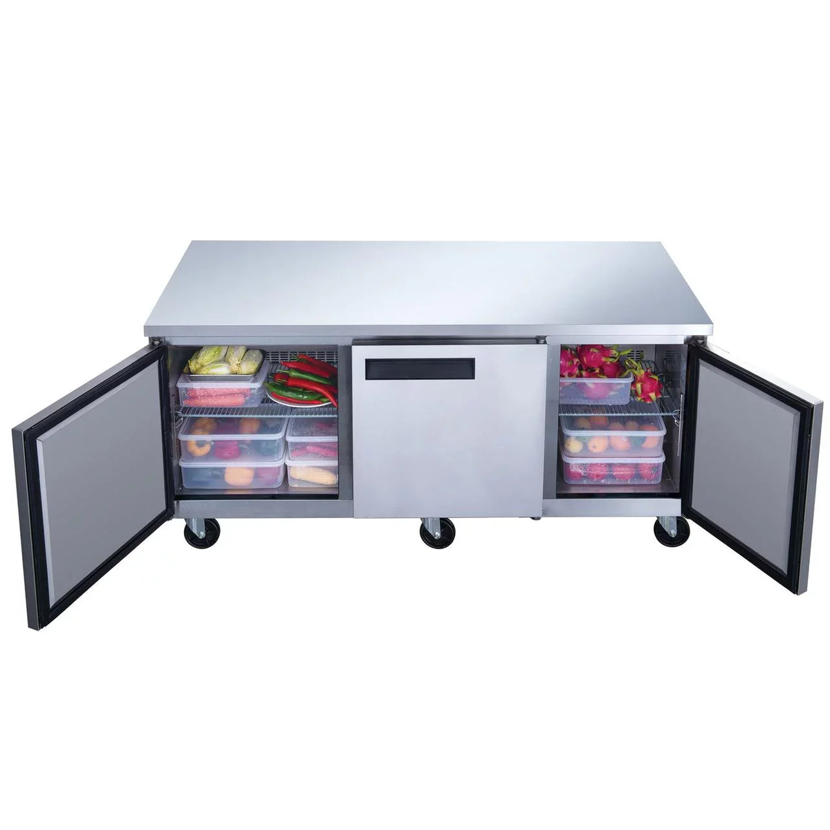 in Stainless Steel 3-Door Undercounter Commercial DUC72R Refrigerator