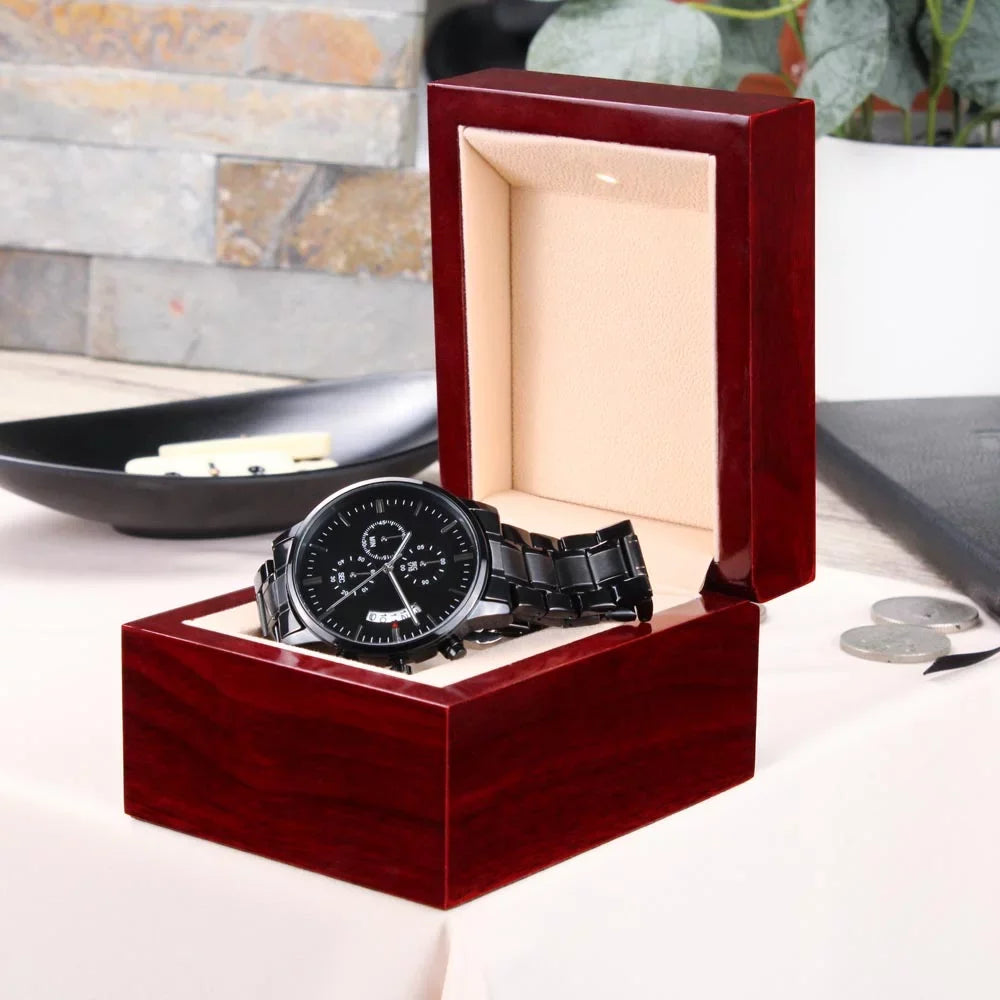 Husband My For Man Black Love or I Chronograph You Engraved Boyfriend Watch