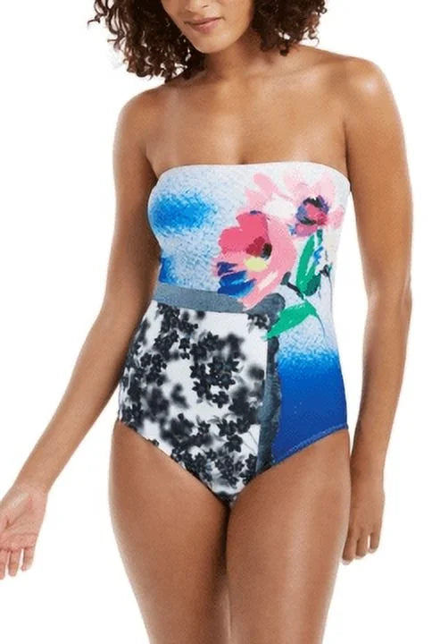 ATLANTIS US Swimsuit, Calvin MULTI 16 NEON Klein One-Piece STRIPES Bandeau