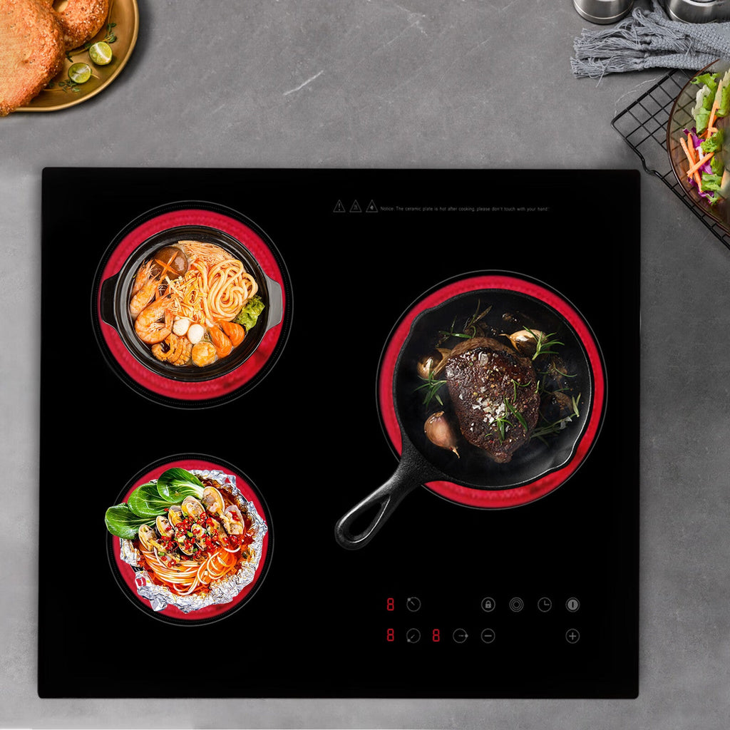 Timer Safety Heating Hot and Cooktop 3 Level Built-in 110V Ceramic Electric 2600W Plate Sensor Aiqidi 9 Countertop Stove Electric Lock Electric Touch Burners Cooktop Top with Kid Control