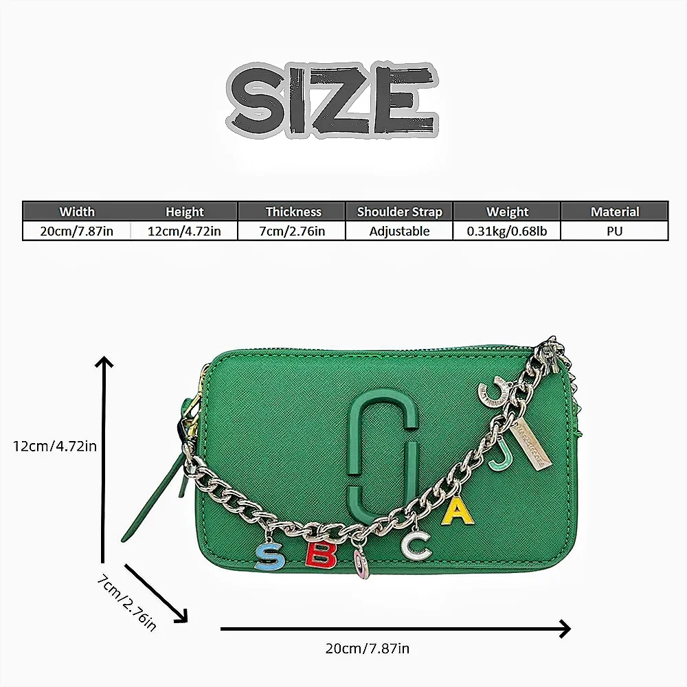 Logo Leather Cross Snapshot Bag body Women's Beige Chain Strap with