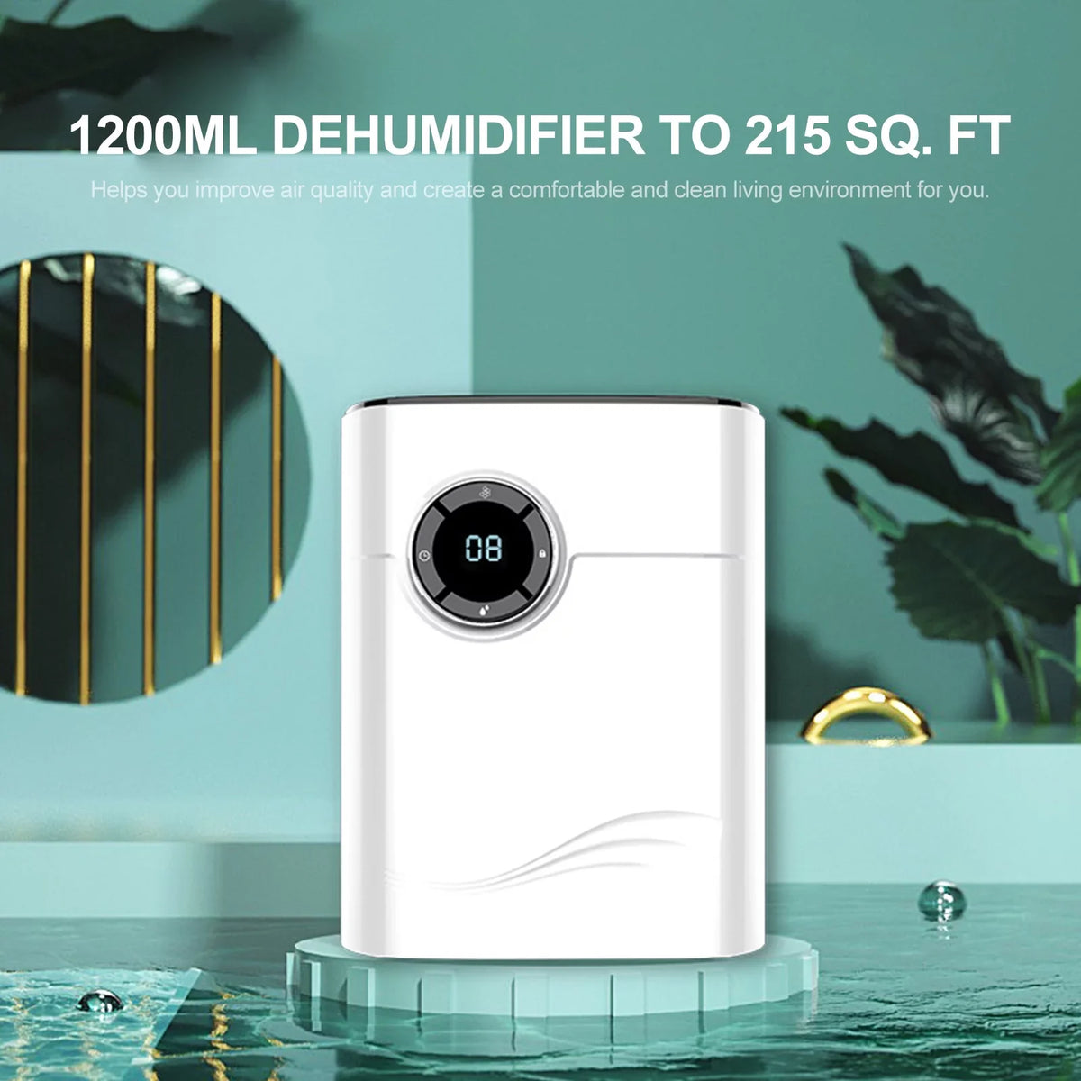 Wardrobe Home RV 215 Control Dehumidifier Basements Bedroom Sq. Portable Small Dehumidifier for Protection to Humidity Garage Auto-off 1200mL Ft