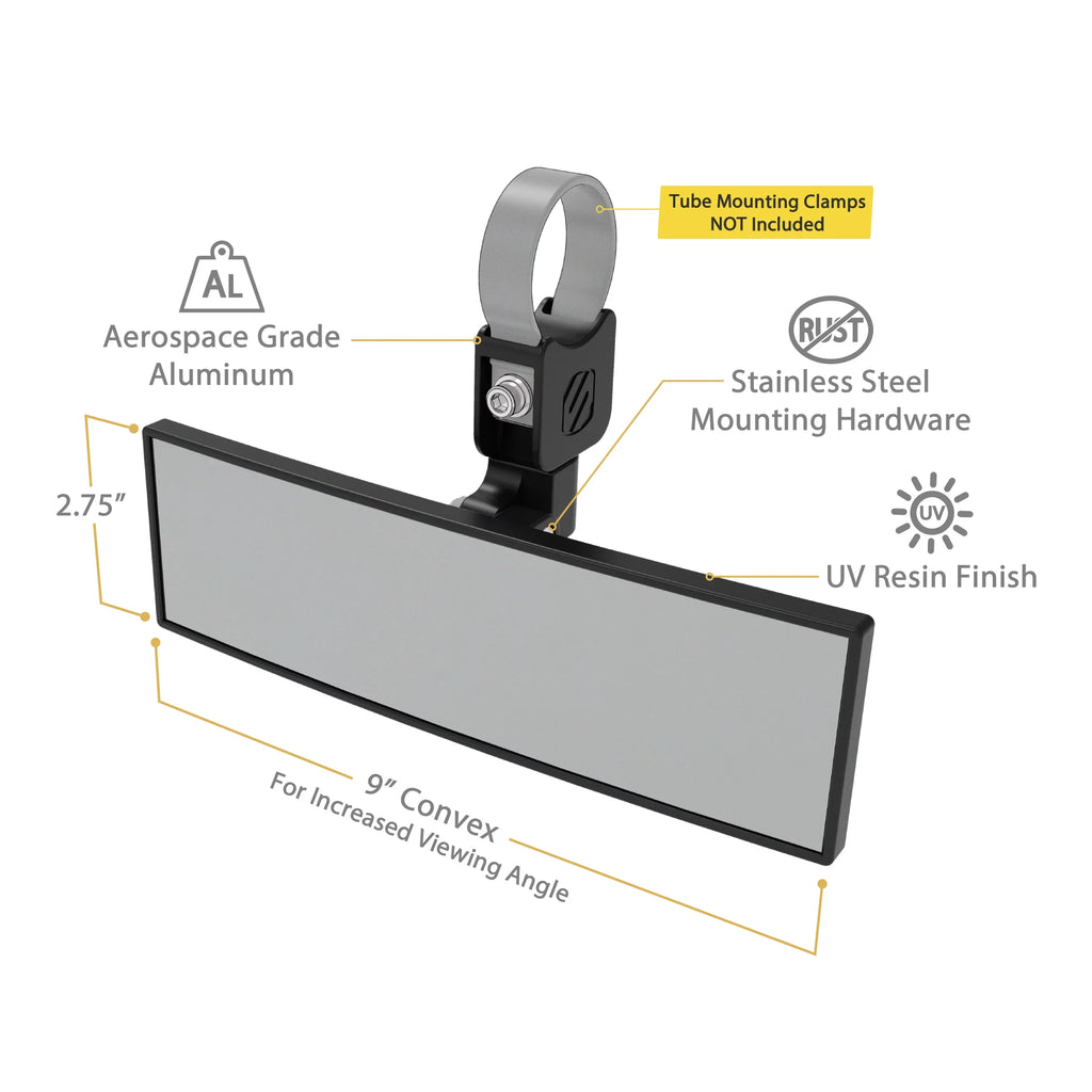 1.85” Scosche PSM21009-185 with Tube Mirror Clamps BaseClamp Panoramic View 9”