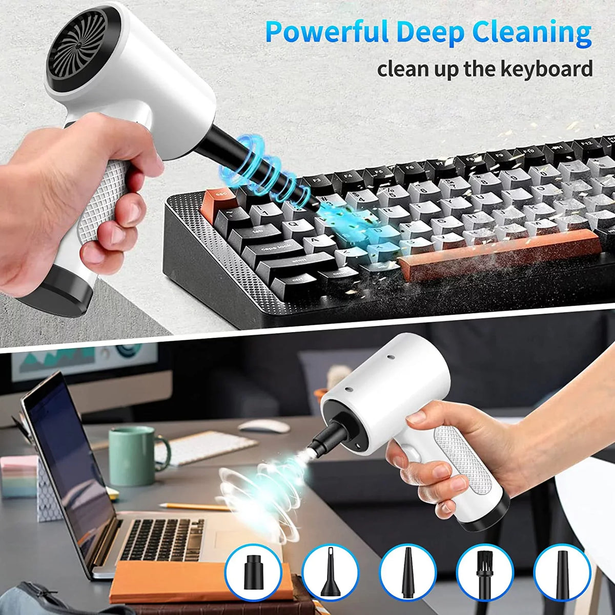 for Computer/Conditioner/Car Cordless Air Fast 3 6000mAh10W Duster, Keyboard Compressed Speed, with Powerful Dust Light Off/Cleaning LED Charging 51000RPM, Cleaner