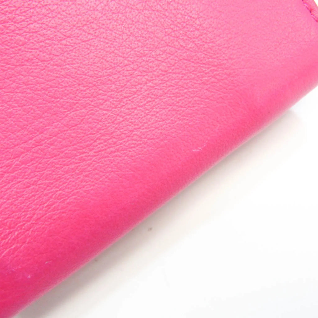 391446 Wallet Women's Wallet Leather Papier Mini (tri-fold) Pre-Owned (Good) Pink Balenciaga