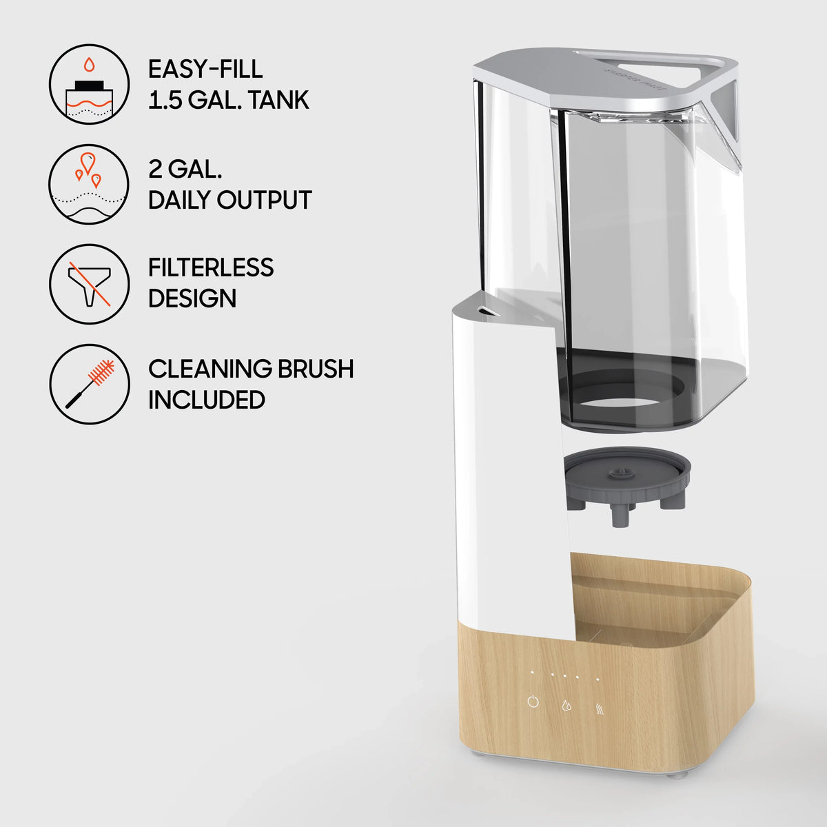 Image Whisper-Quiet, Filter Ultrasonic Mist, Cool or 3 Settings, Warm UHS2 Humidifier, Sharper Free