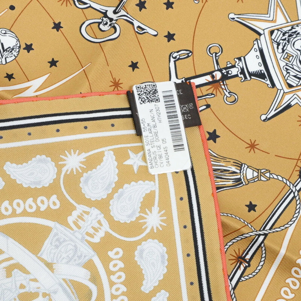 (Like CHORUS Carre 100% Hermes 55 Silk Bandana STELLARUM New) Pre-Owned