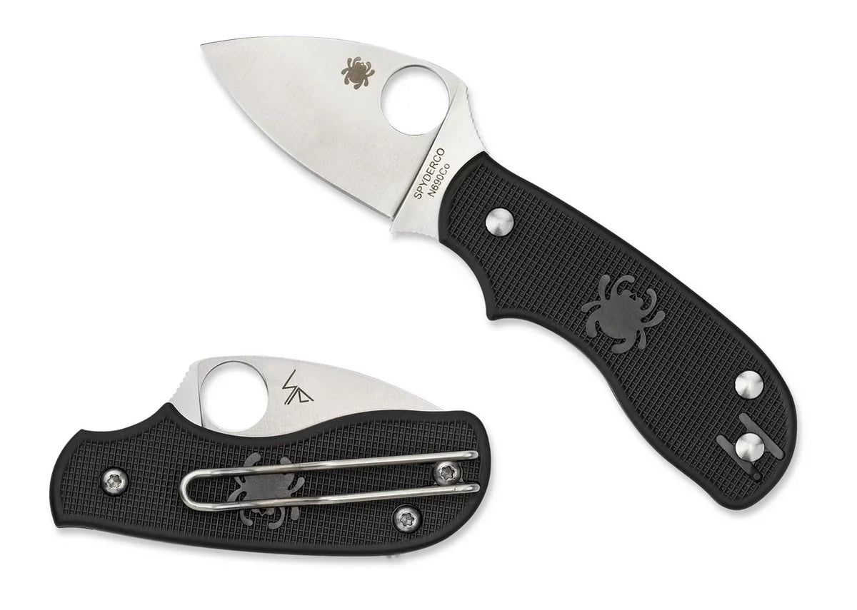 BLACK N690CO SQUEAK SPYDERCO 2" CLIP SS POINT BLADE FOLDER FRN PLAIN