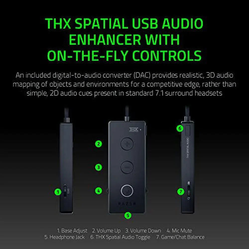 Surround Headset Mic DAC PC Noise Cancelling THX S Razer Xbox - Nintendo PS4 Sound Kraken Series USB Gaming Retractable &amp; Switch PS5 - Edition One M For 7.1 X Tournament Xbox