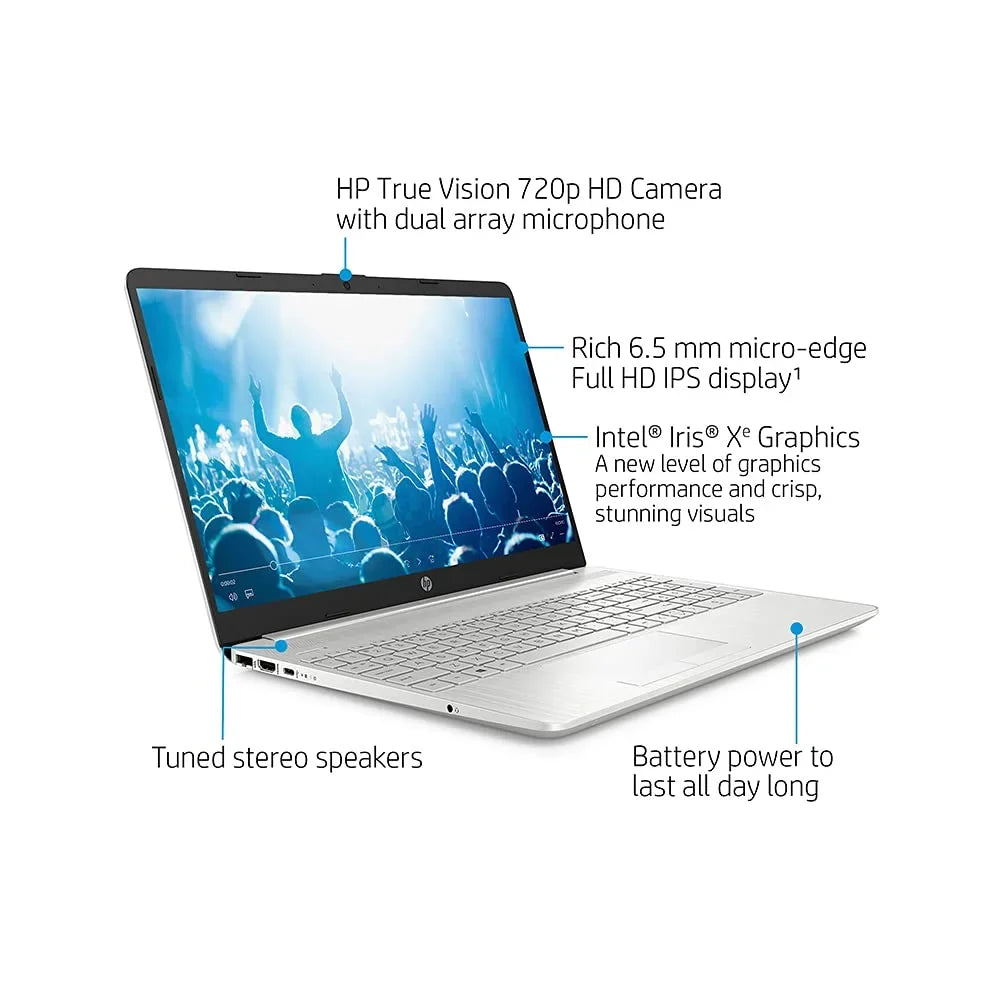 Speakers, Graphics, Core 2021 PCIe HD Webcam, Card USB Computer, 512GB 11th Intel Windows DDR4 Stereo i5-1135G7(Beats Gen 10, Intel Laptop FHD Iris 15.6" i7-1065g7), Silver, 12GB RAM, SSD, 32GB HP Xe