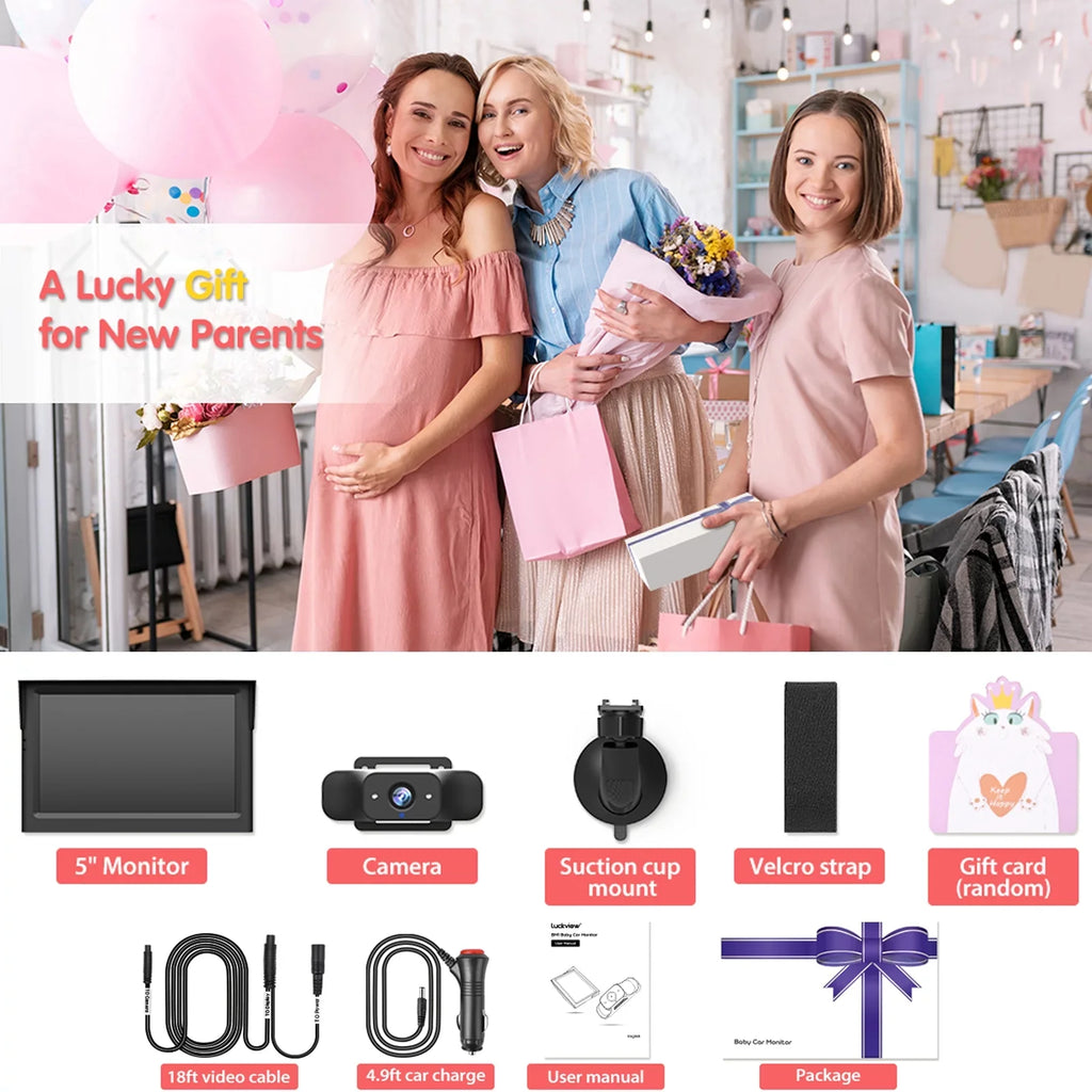Safety Baby Monitor Night Rear Car Zoom Camera Car Monitor While Baby HD Children Vision, Driving Baby Seat Observing Car Seat Back Camera Facing for 3X Camera Luckview Car Baby