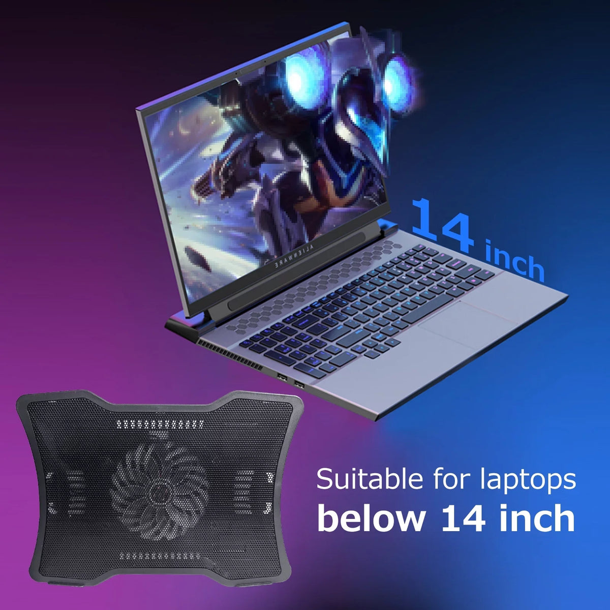 inch 14 USB Ports Laptop Base Support Low Portable Design Noise Cooling Carevas Two Laptop Below Single Cooler Fan Laptops