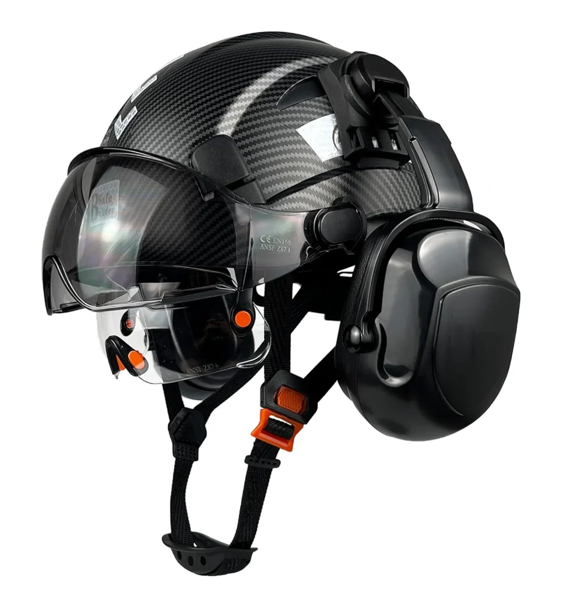 Construction with OSHA Ear Visor Z89.1(Black) Work ANSI/ISEA Certified with Visor Muffs Hard Vented Helmet Head Hat Industrial Approved Safety Hardhats Protection