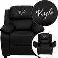 Storage Recliner Arms with Deluxe Personalized LeatherSoft Black Kids Padded