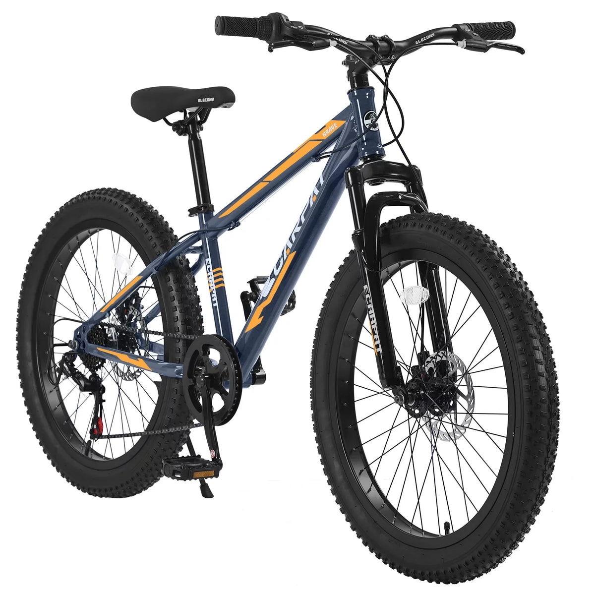 Disc Shimano Steel Elecony Frame, Suspension, 24 Inch Bike City Urban Brake, Commuter Mountain Full Adult/Youth Dual S24109 Trail Bike, 7 Front Mountain Bicycle High-Carbon Tire Speeds Bike, Fat