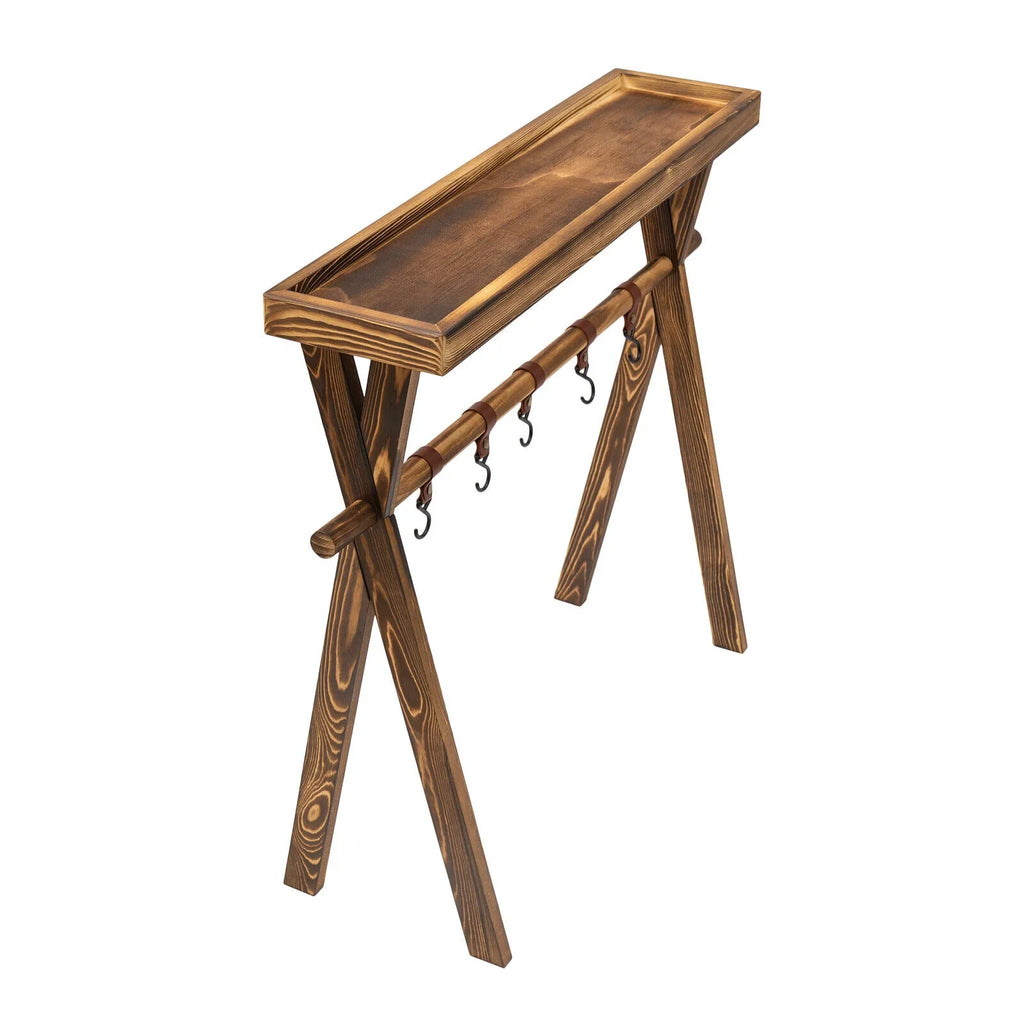 Miumaeov Portable Wooden for Shelf Picnic, Rack Table Grill Rack exterior Storage BBQ Picnic Camping,