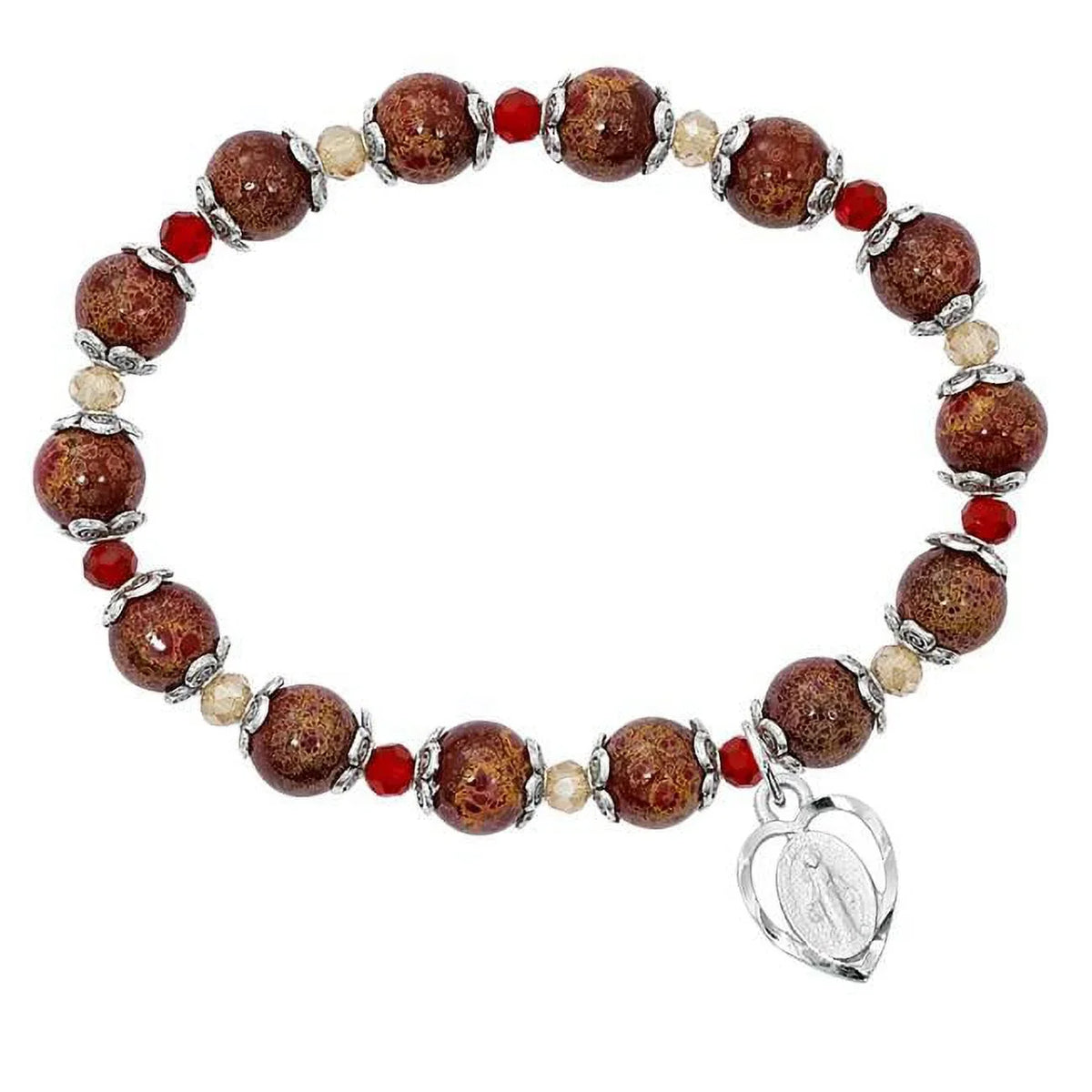 Boxed 7.5 with 8 Red mm Bracelet Stretch BR345 in. Miraculous Mcvan