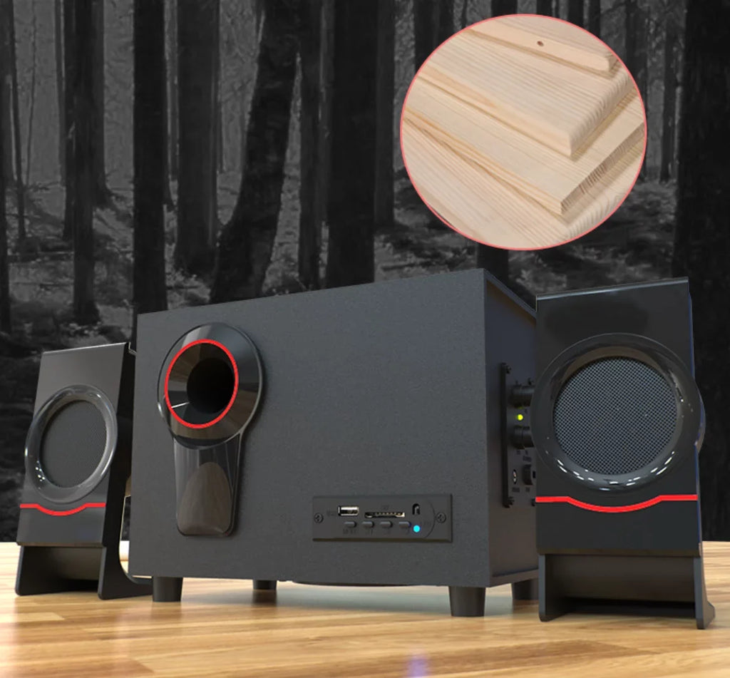 Classic PC/Laptop Wired USB2.1 Bass Vintage Retro Music HiFi Speaker, Mini Subwoofer, design Bluetooth Desktop Speaker Portable for Wood 4.2 Wooden Computer Speakers
